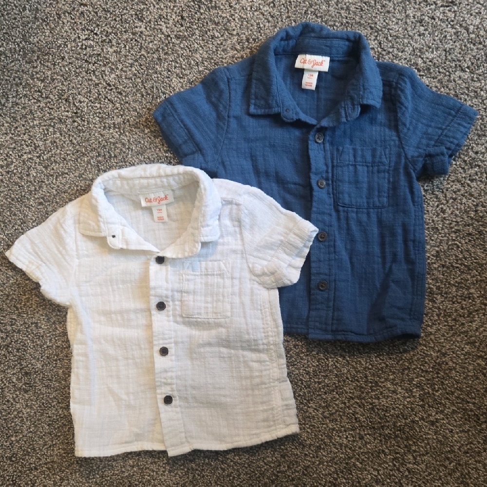 Cat & Jack Kids Navy and White Button-Down Shirts